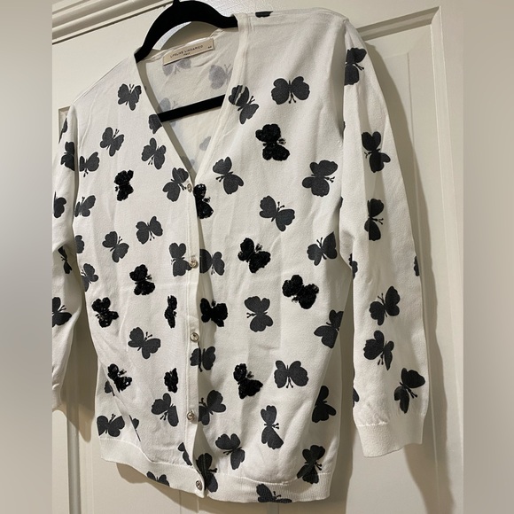 Lifelike Lindarico Italy butterfly sequins rhinestone cardigan top new size 44 - Picture 10 of 12